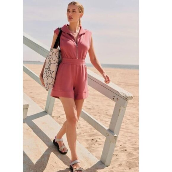 Varley Pants - Varley Linvale Playsuit Romper Shorts in Withered Rose, Size Medium, FLAWED